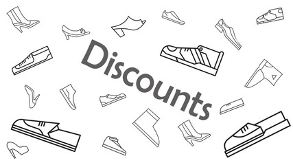 Discount on the purchase of shoes. Shoe purchase concept. Minimalist. Vector illustration