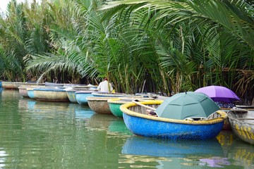 traditional round basket boat from vietnam
