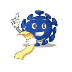 Streptococcus mascot character design with a menu on his hand