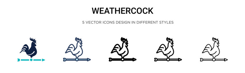 Weathercock icon in filled, thin line, outline and stroke style. Vector illustration of two colored and black weathercock vector icons designs can be used for mobile, ui, web © Digital Bazaar
