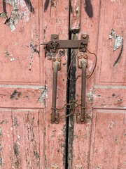 Apocalyptic old and rusty door handle
