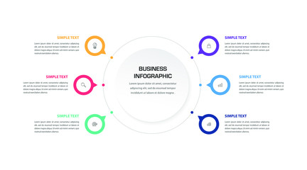 Infographic design vector and marketing icons can be used for workflow layout, diagram, annual report, web design. Business concept with 6 options, steps or processes.