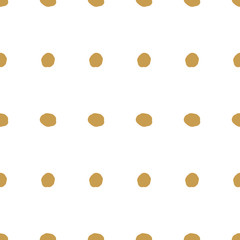 Background seamless dots pattern abstract. Gold isolated on white. Hand-drawn vector illustration.