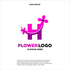 flower initial Letter H Logo design