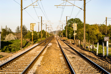 Fototapeta na wymiar Double railways on the line