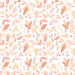 Plakat Floral pattern. Seamless vector texture with flowers for fashion prints or wall paper. Hand drawn style, light background.