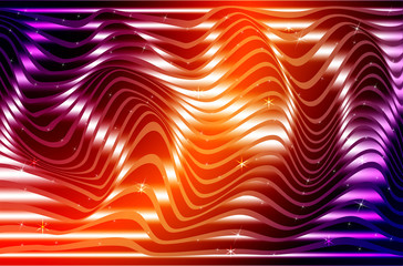 Sparkling abstract background, curved lines, volume folds on a shiny surface