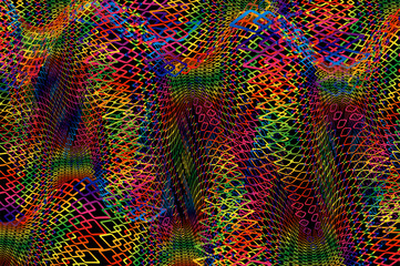 Abstract background, rainbow mesh on a dark background