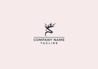 Deer logo design wild animal minimal creative modern illustration graphic sign in Vector Editable File.