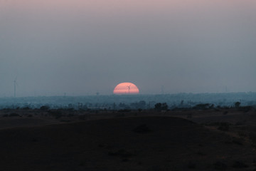 Sunset as seen from above the hill at Wankaner, Gujarat, India