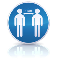 Panneau d'obligation de distanciation sociale de 1,5 mètres (reflet)