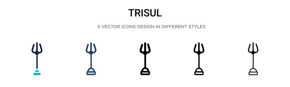 Trisul icon in filled, thin line, outline and stroke style. Vector illustration of two colored and black trisul vector icons designs can be used for mobile, ui, web