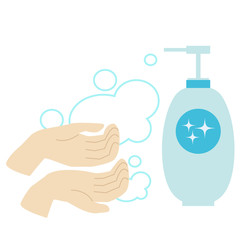 手洗いで泡立っているイラスト