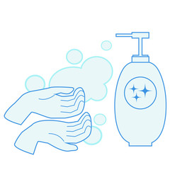 手洗いで泡立っているイラスト