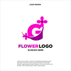 flower initial Letter G Logo design