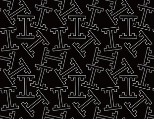 Monochrome Seamless Japanese pattern combining T-shaped figures