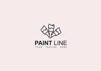 Paint Brush logo in minimalist design style. Creative concept of paint brush design