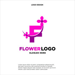 flower initial Letter F Logo design