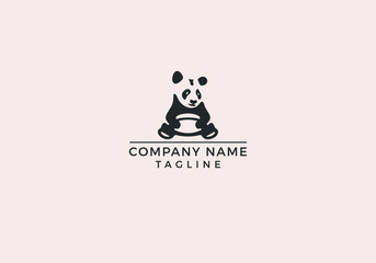 Panda bear silhouette Logo Creative Minimal design Icon vector template.