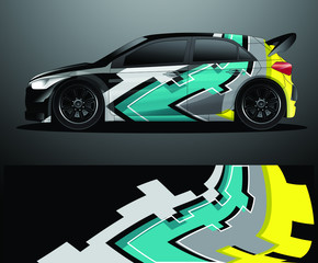 Rally car decal graphic wrap vector, abstract background