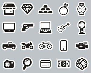Pawn Shop Or Thrift Store Icons Black & White Sticker Set Big