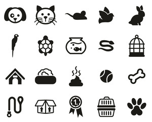 Pets & Pet Accessories Icons Black & White Set Big