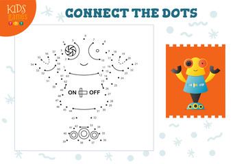 Connect the dots kids game vector illustration. Preschool children educational activity