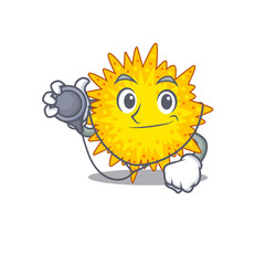 Mycoplasma in doctor cartoon character with tools