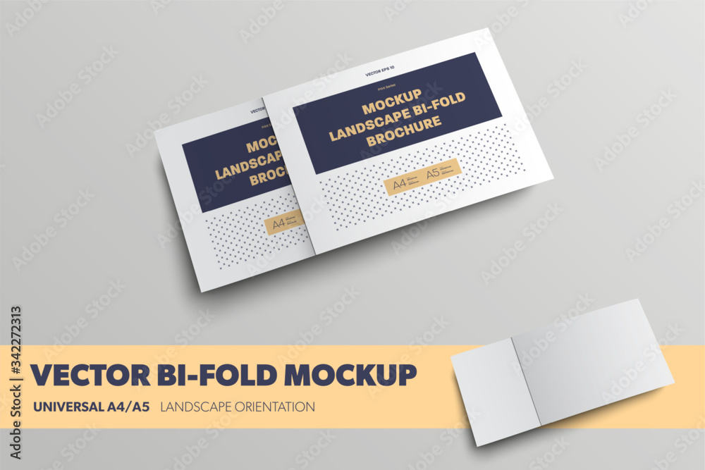 Aufkleber Mockup of vector closed leaflet standard size for presentation design. Template blank booklets with shadows isolated on background.