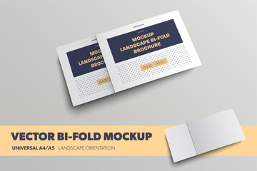 Mockup of vector closed leaflet standard size for presentation design. Template blank booklets with shadows isolated on background.