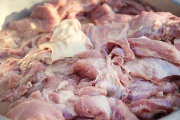closeup food of marinated pork