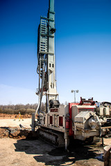 Drilling rig. Drilling deep wells. Industry Mineral exploration. Belarus. Salihorsk 2020