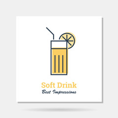 Vector simple company logo example - Soft Yellow Drink with Lemon Piece