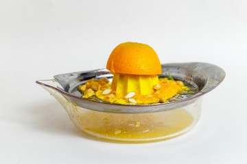 plastic colander for oranges, orange