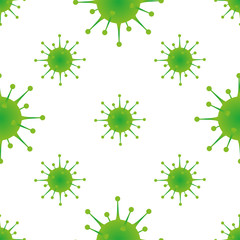 Seamless pattern with illustration of novel Coronavirus 2019-nCoV on white background. Abstract model of nCoV COVID virus. Coronavirus epidemic pattern