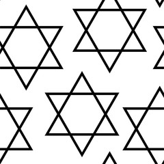 Monochrome Pentagram seamless Japanese pattern