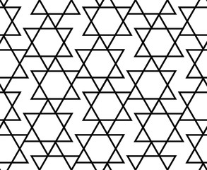 Monochrome Pentagram seamless Japanese pattern