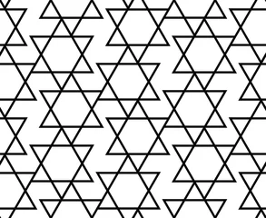 Behang Japanse stijl Monochroom Pentagram naadloos Japans patroon