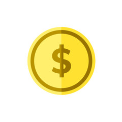  Simple flat illustration of a coin. Icon, money button 