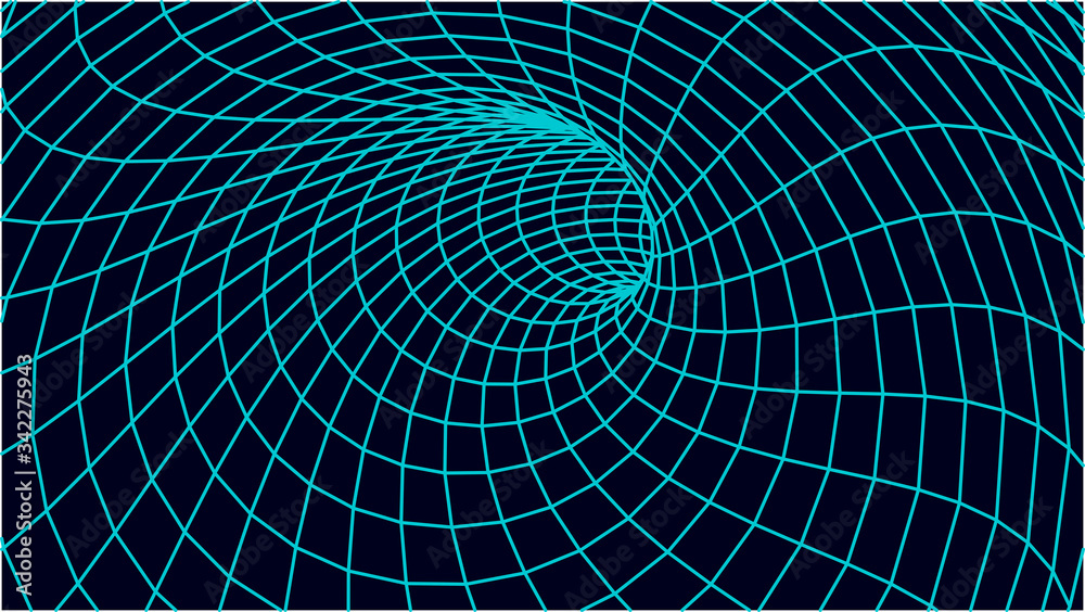 Aufkleber abstract tunnel. vector wormhole. 3d corridor mesh.