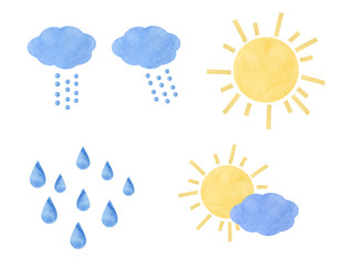 天気のイラスト　水彩テクスチャー