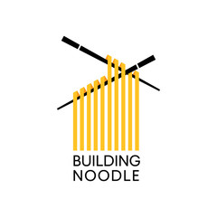 Noodle Building Chinese Restaurant and Food Logo Vector icon Template.