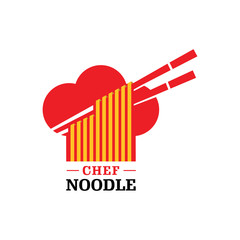 Chef Noodle Logo Design. Ramen Restaurant and Food Vector Icon Template.
