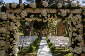 beautiful wedding decoration in a luxury garden