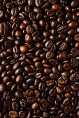 Freshly roasted aromatic coffee beans.