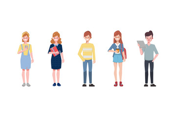 Obraz premium Character man in different ages. A baby, a child, a teenager, an adult, an elderly person. The life cycle. Generation of people and stages of growing up. Vector illustration in cartoon style.