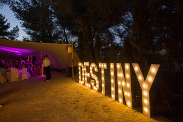 outdoor decor for wedding with message - destiny