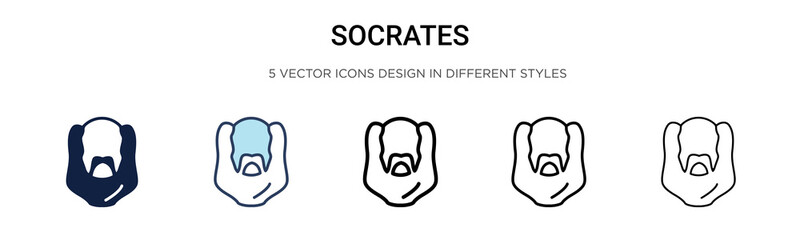 Socrates icon in filled, thin line, outline and stroke style. Vector illustration of two colored and black socrates vector icons designs can be used for mobile, ui, web