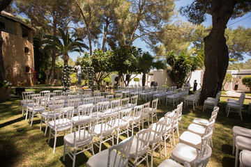 beautiful wedding decoration in a luxury garden