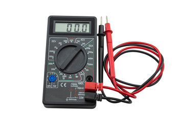 Digital multimeter on white background